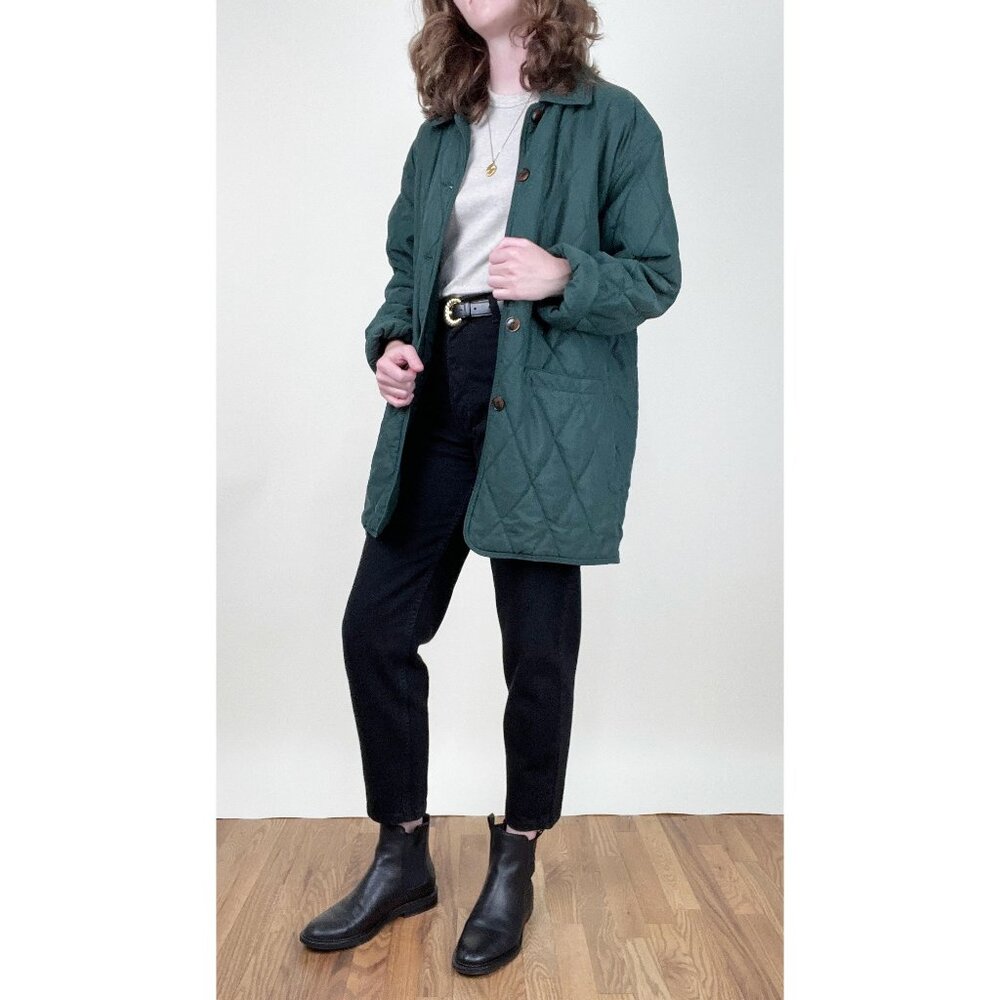 Vintage Quilted Barn Coat Chore Jacket Preppy English Countryside Field Hunting - Picture 6 of 10